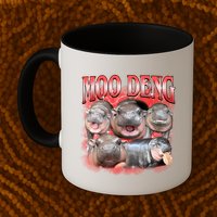 Red Moo Deng Meme Hippo Mug