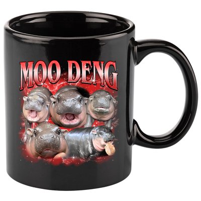 Red Moo Deng Meme Hippo 11oz C Handle Ceramic Mug
