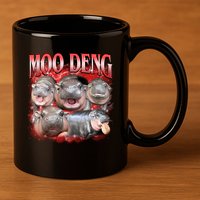 Red Moo Deng Meme Hippo 11oz C Handle Ceramic Mug