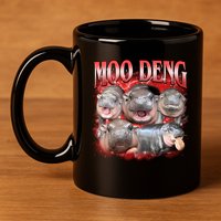 Red Moo Deng Meme Hippo 11oz C Handle Ceramic Mug