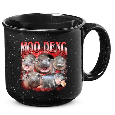 Red Moo Deng Meme Hippo 15oz Campfire Ceramic Mug