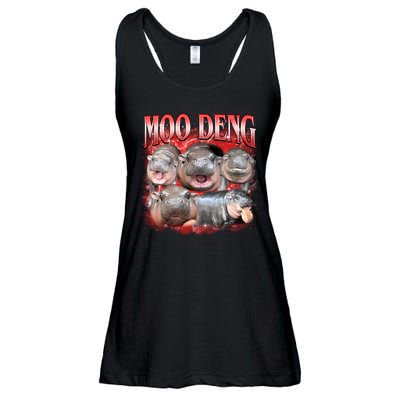 Red Moo Deng Meme Hippo Ladies Essential Flowy Tank