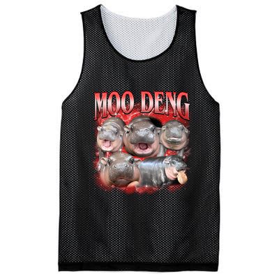 Red Moo Deng Meme Hippo Mesh Reversible Basketball Jersey Tank