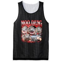 Red Moo Deng Meme Hippo Mesh Reversible Basketball Jersey Tank