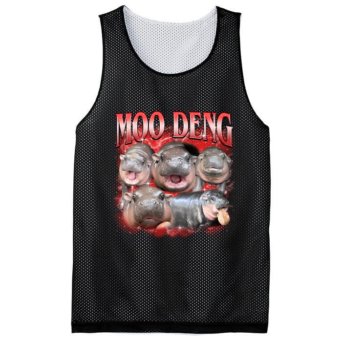 Red Moo Deng Meme Hippo Mesh Reversible Basketball Jersey Tank
