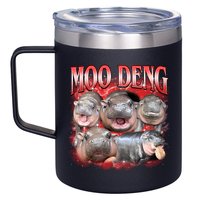 Red Moo Deng Meme Hippo 12oz Stainless Steel Coffee Mug