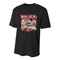 Red Moo Deng Meme Hippo Youth Performance Sprint T-Shirt