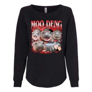 Red Moo Deng Meme Hippo Womens California Wash Sweatshirt