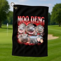 Red Moo Deng Meme Hippo Golf Towel