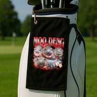 Red Moo Deng Meme Hippo Golf Towel