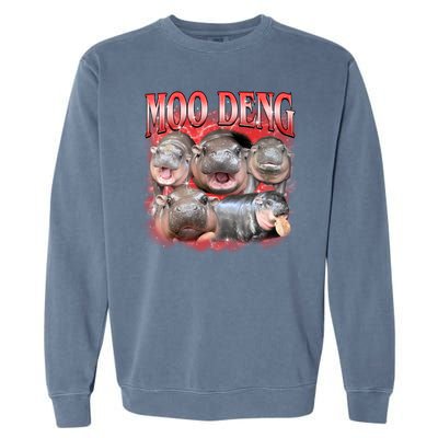 Red Moo Deng Meme Hippo Garment-Dyed Sweatshirt