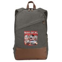 Red Moo Deng Meme Hippo Cotton Canvas Backpack