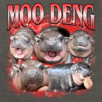 Red Moo Deng Meme Hippo Cotton Canvas Backpack