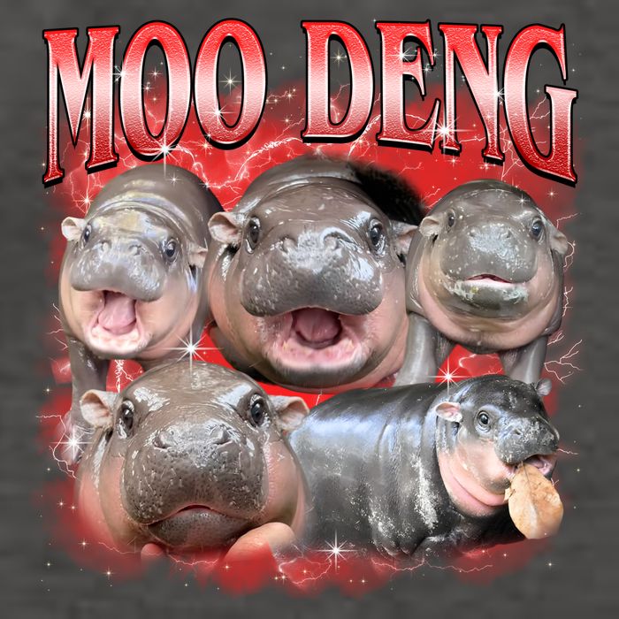 Red Moo Deng Meme Hippo Vector Backpack