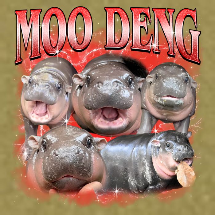 Red Moo Deng Meme Hippo Garment-Dyed Women's Muscle Tee