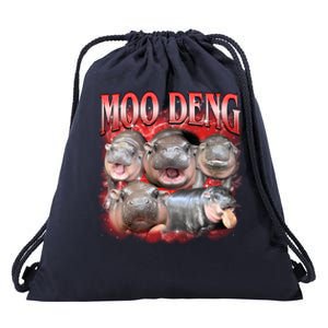 Red Moo Deng Meme Hippo Drawstring Bag