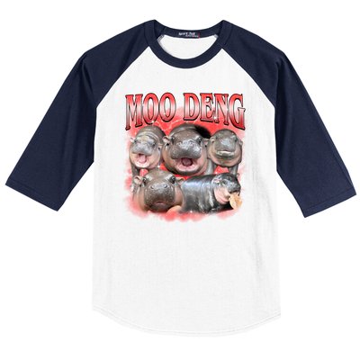 Red Moo Deng Meme Hippo Baseball Sleeve Shirt