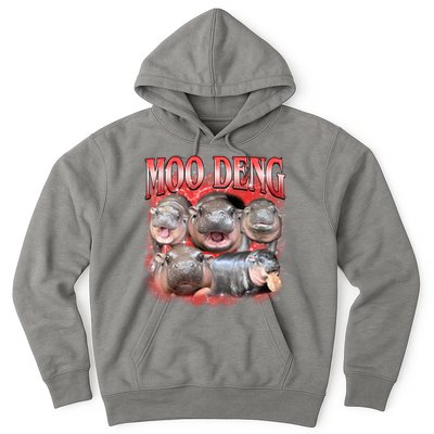 Red Moo Deng Meme Hippo Hoodie