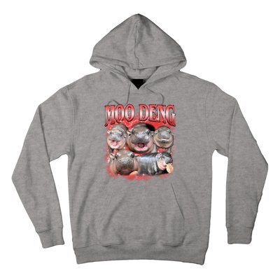 Red Moo Deng Meme Hippo Hoodie