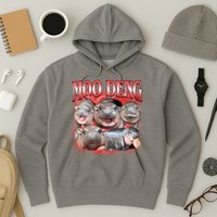 Red Moo Deng Meme Hippo Hoodie