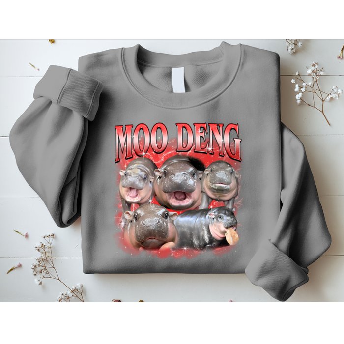 Red Moo Deng Meme Hippo Sweatshirt
