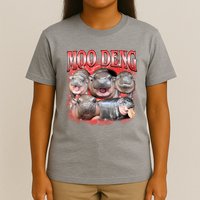 Red Moo Deng Meme Hippo T-Shirt