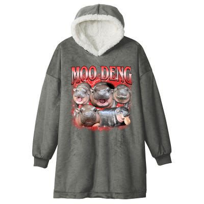 Red Moo Deng Meme Hippo Hooded Wearable Blanket
