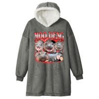 Red Moo Deng Meme Hippo Hooded Wearable Blanket