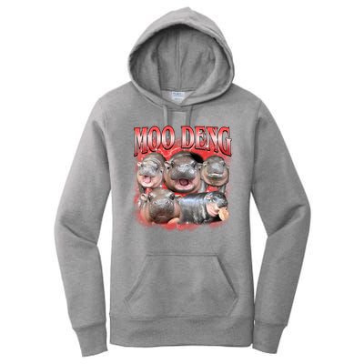 Red Moo Deng Meme Hippo Women's Pullover Hoodie