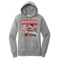 Red Moo Deng Meme Hippo Women's Pullover Hoodie