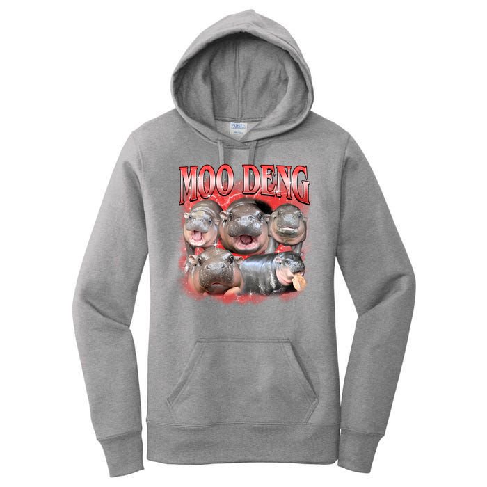 Red Moo Deng Meme Hippo Women's Pullover Hoodie