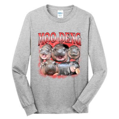 Red Moo Deng Meme Hippo Tall Long Sleeve T-Shirt