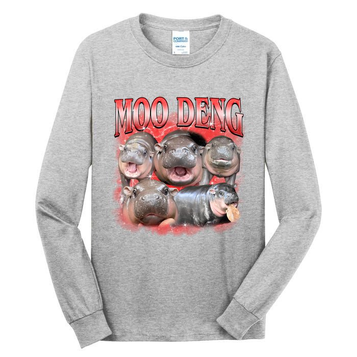 Red Moo Deng Meme Hippo Tall Long Sleeve T-Shirt