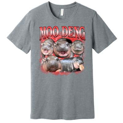 Red Moo Deng Meme Hippo Premium T-Shirt