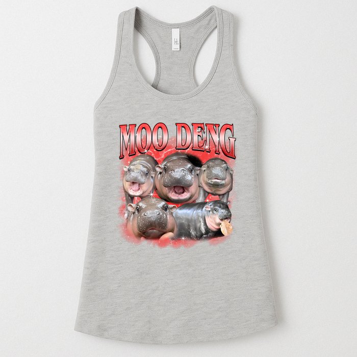Red Moo Deng Meme Hippo Womens Tank Top