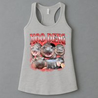 Red Moo Deng Meme Hippo Womens Tank Top