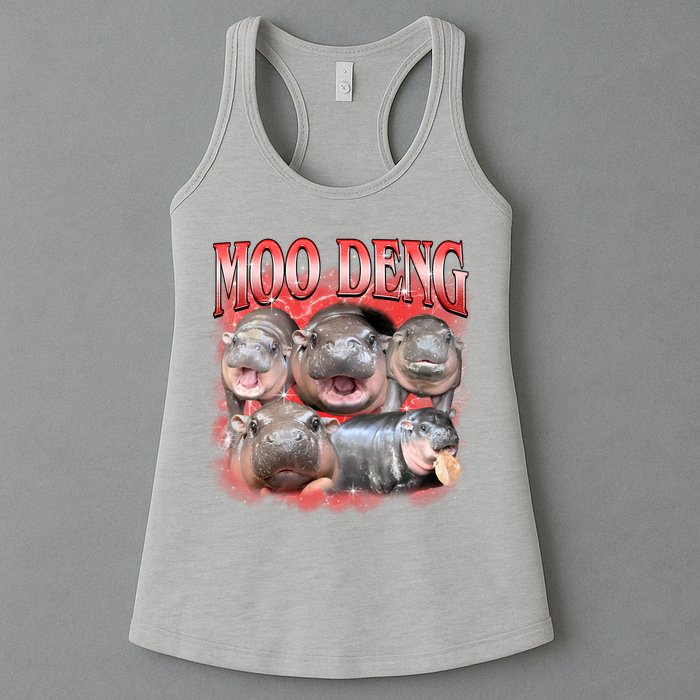 Red Moo Deng Meme Hippo Womens Tank Top