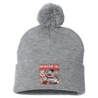 Red Moo Deng Meme Hippo Pom Pom 12in Knit Beanie