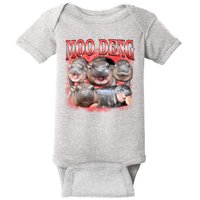 Red Moo Deng Meme Hippo Baby Bodysuit