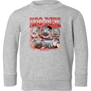 Red Moo Deng Meme Hippo Toddler Sweatshirt