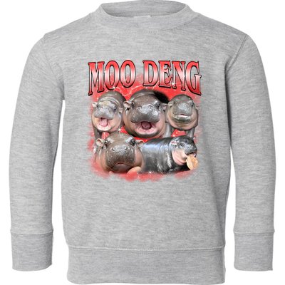 Red Moo Deng Meme Hippo Toddler Sweatshirt
