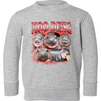 Red Moo Deng Meme Hippo Toddler Sweatshirt
