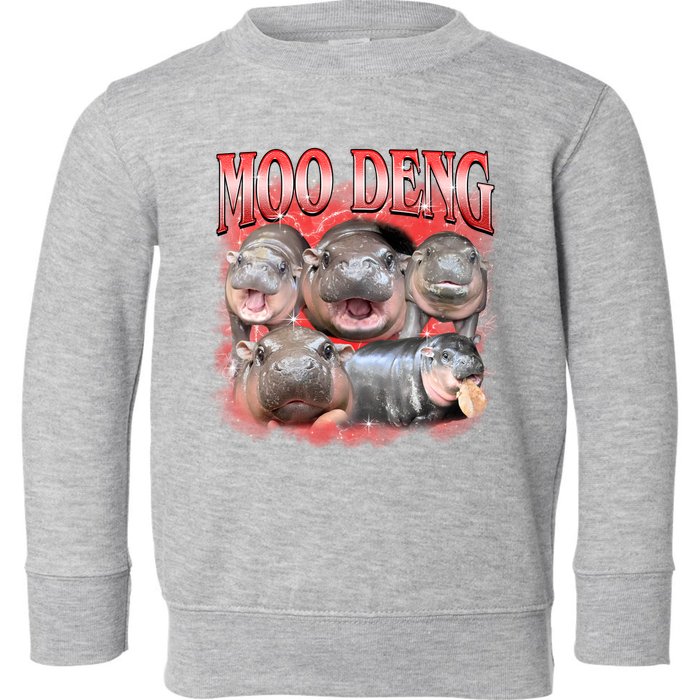 Red Moo Deng Meme Hippo Toddler Sweatshirt