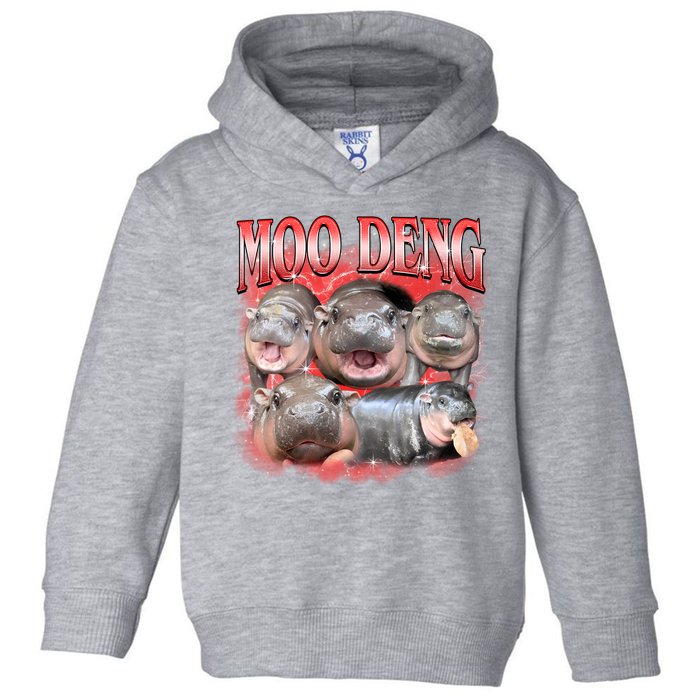 Red Moo Deng Meme Hippo Toddler Hoodie