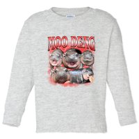 Red Moo Deng Meme Hippo Toddler Long Sleeve Shirt