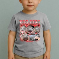 Red Moo Deng Meme Hippo Toddler T-Shirt
