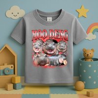 Red Moo Deng Meme Hippo Toddler T-Shirt
