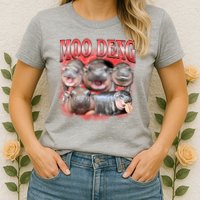 Red Moo Deng Meme Hippo Womens T-Shirt