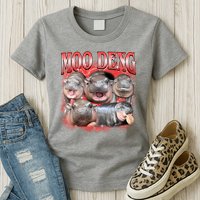 Red Moo Deng Meme Hippo Womens T-Shirt