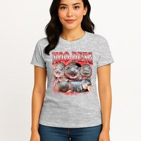 Red Moo Deng Meme Hippo Womens T-Shirt